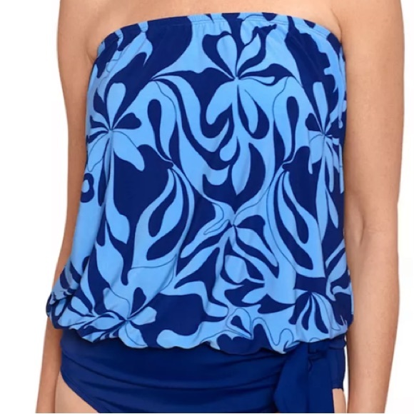 🔵 65 Bal Harbour Convertible Blouson Swimsuit Top NWT 3X strapless Tankini style - Picture 4 of 10